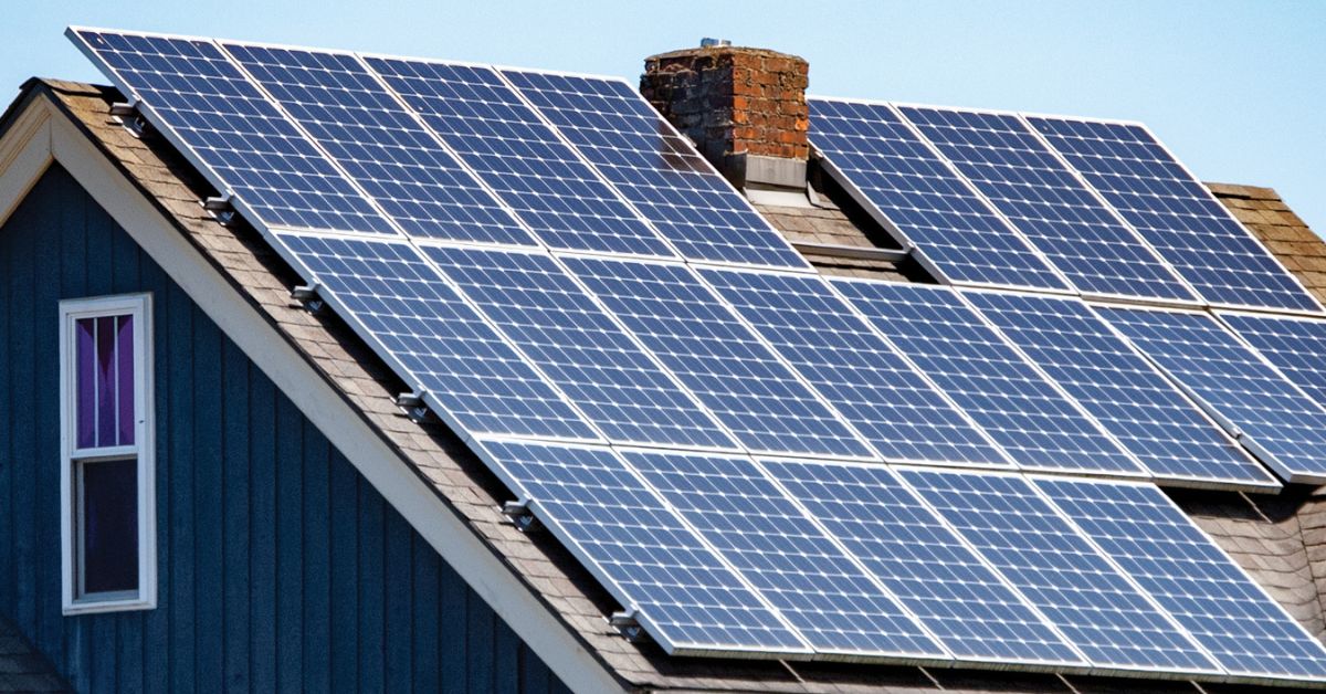 Roof with solar panels 