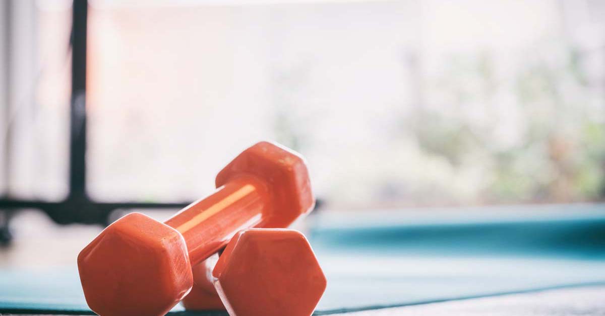 Exercise weights on the floor 