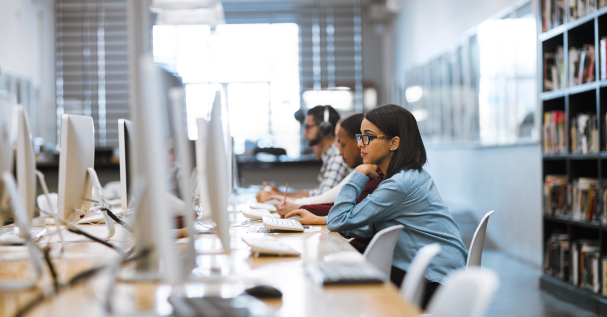 Students using computers